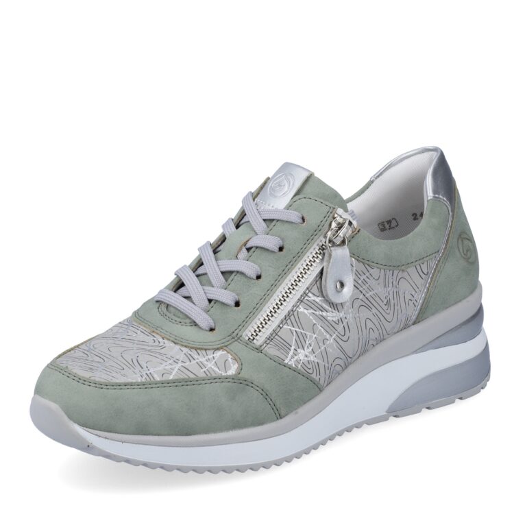 Baskets compensées pour femme marque Remonte. Référence D2400-52 Peppermint. Disponible chez Chauss'Family magasin de chaussures à Issoire.