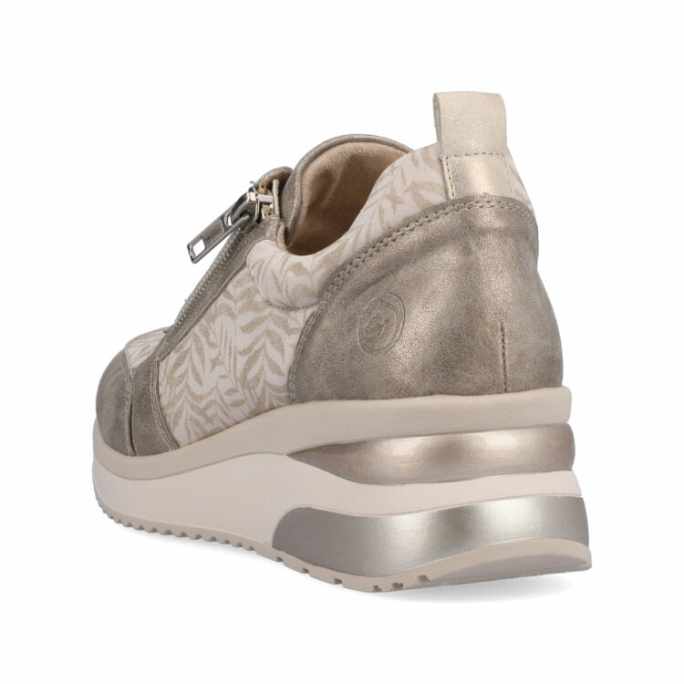 Baskets compensées pour femme marque Remonte. Référence D2401-60 Perle. Disponible chez Chauss'Family magasin de chaussures à Issoire.