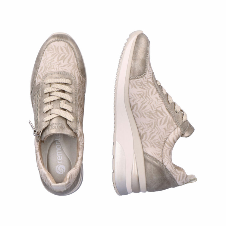 Baskets compensées pour femme marque Remonte. Référence D2401-60 Perle. Disponible chez Chauss'Family magasin de chaussures à Issoire.