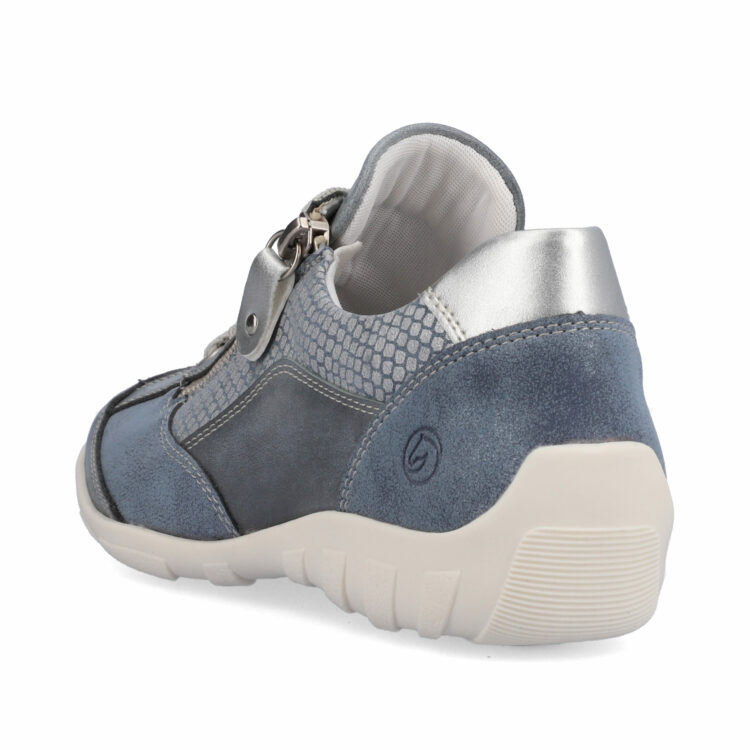 Baskets bleues pour femme marque Remonte. Référence R3410-60 blu. Disponible chez Chauss'Family magasin de chaussures à Issoire.