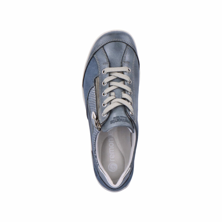 Baskets bleues pour femme marque Remonte. Référence R3410-60 blu. Disponible chez Chauss'Family magasin de chaussures à Issoire.