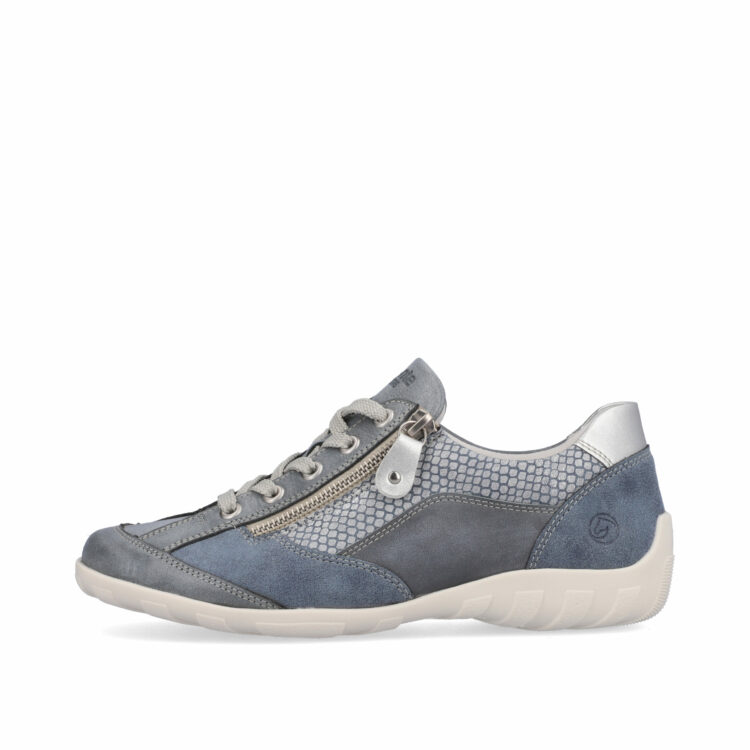 Baskets bleues pour femme marque Remonte. Référence R3410-60 blu. Disponible chez Chauss'Family magasin de chaussures à Issoire.