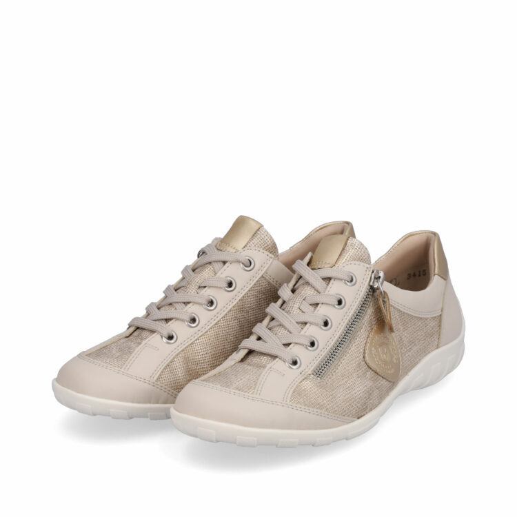 Baskets pour femme marque Remonte. Référence R3415-60 perle. Disponible chez Chauss'Family magasin de chaussures à Issoire.