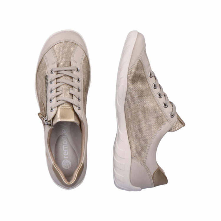 Baskets pour femme marque Remonte. Référence R3415-60 perle. Disponible chez Chauss'Family magasin de chaussures à Issoire.