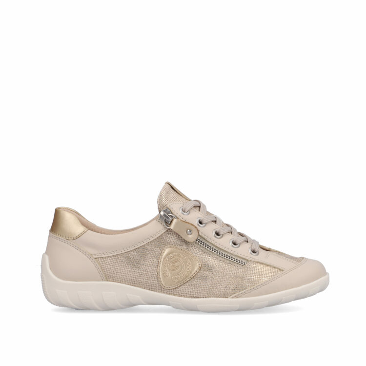 Baskets pour femme marque Remonte. Référence R3415-60 perle. Disponible chez Chauss'Family magasin de chaussures à Issoire.