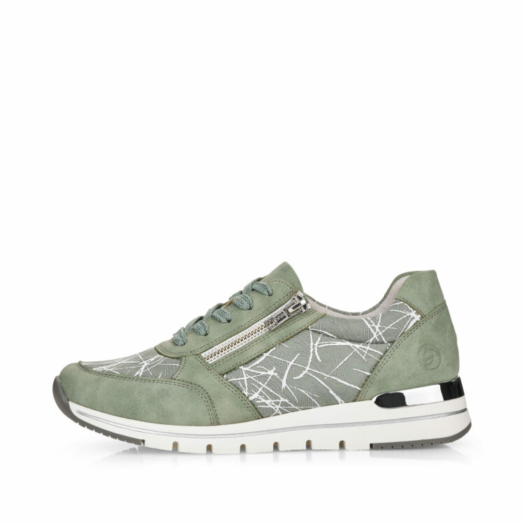 Baskets vertes pour femme marque Remonte. Référence R6700-52 Pepper Mint. Disponible chez Chauss'Family magasin de chaussures à Issoire.
