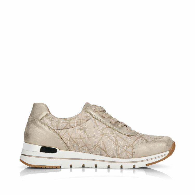Baskets beiges pour femme marque Remonte. Référence R6700-60 Perl Creme. Disponible chez Chauss'Family magasin de chaussures à Issoire.
