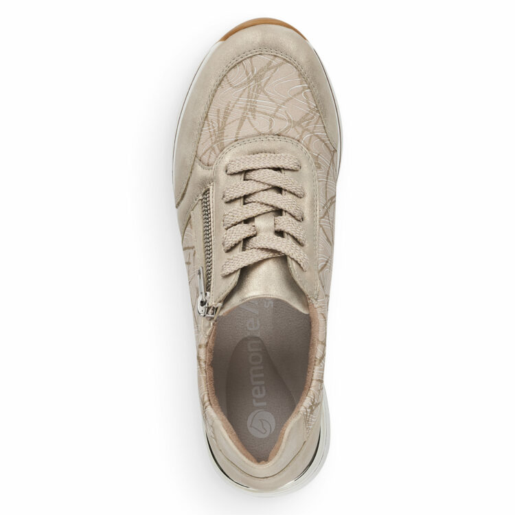 Baskets beiges pour femme marque Remonte. Référence R6700-60 Perl Creme. Disponible chez Chauss'Family magasin de chaussures à Issoire.