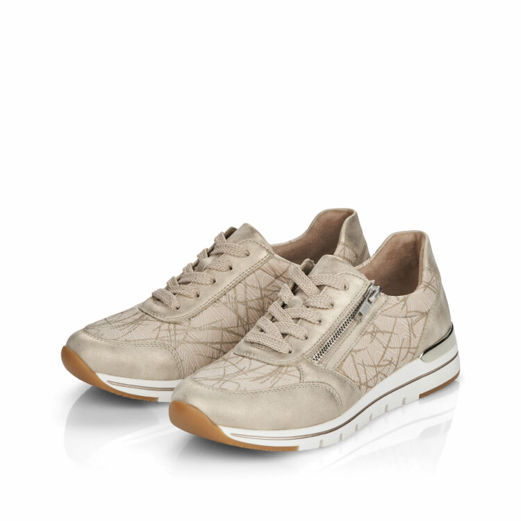 Baskets beiges pour femme marque Remonte. Référence R6700-60 Perl Creme. Disponible chez Chauss'Family magasin de chaussures à Issoire.