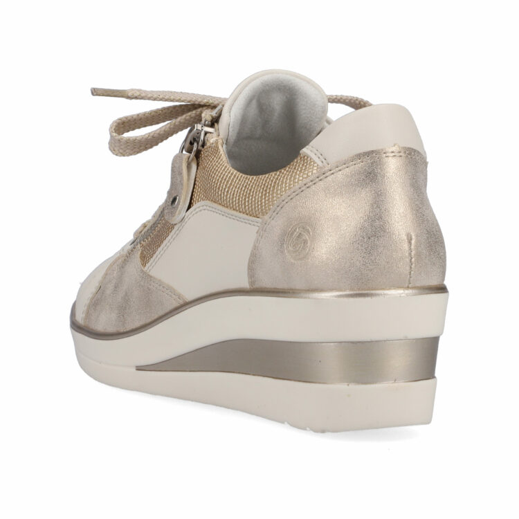 Baskets compensées pour femme marque Remonte. Référence R7216-60 Off White. Disponible chez Chauss'Family magasin de chaussures à Issoire.
