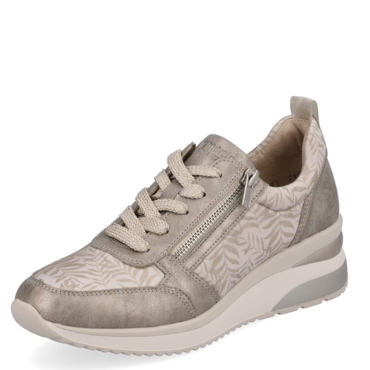 Baskets compensées pour femme marque Remonte. Référence D2401-60 Perle. Disponible chez Chauss'Family magasin de chaussures à Issoire.