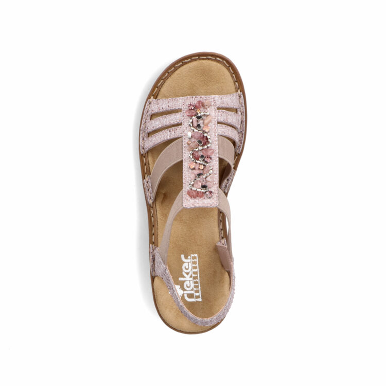 Sandales élastiquées pour femme de la marque Rieker. Référence : 60818-31 Altrosa. Disponible chez Chauss'Family Issoire.