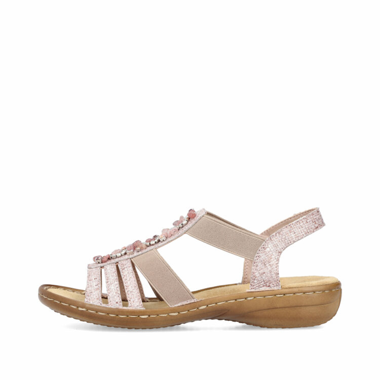 Sandales élastiquées pour femme de la marque Rieker. Référence : 60818-31 Altrosa. Disponible chez Chauss'Family Issoire.