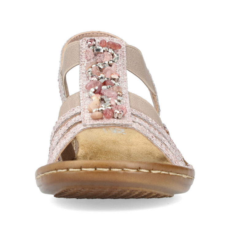 Sandales élastiquées pour femme de la marque Rieker. Référence : 60818-31 Altrosa. Disponible chez Chauss'Family Issoire.