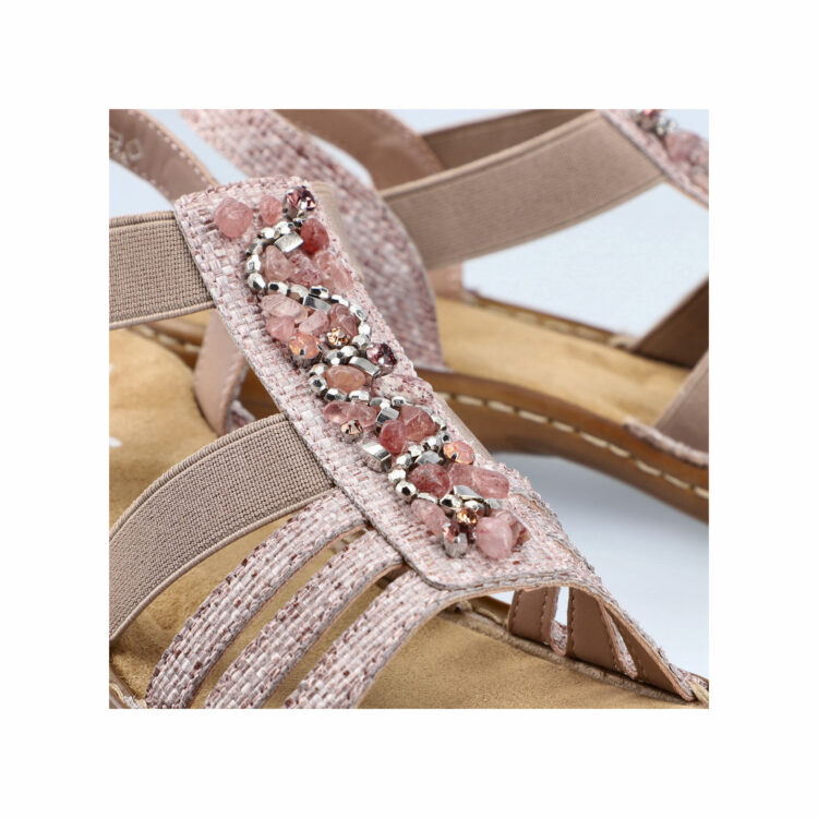 Sandales élastiquées pour femme de la marque Rieker. Référence : 60818-31 Altrosa. Disponible chez Chauss'Family Issoire.