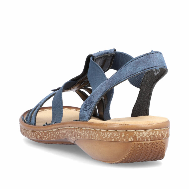 Sandales bleues pour femme de la marque Rieker. Référence : 628G9-16 Baltik. Disponible chez Chauss'Family Issoire.