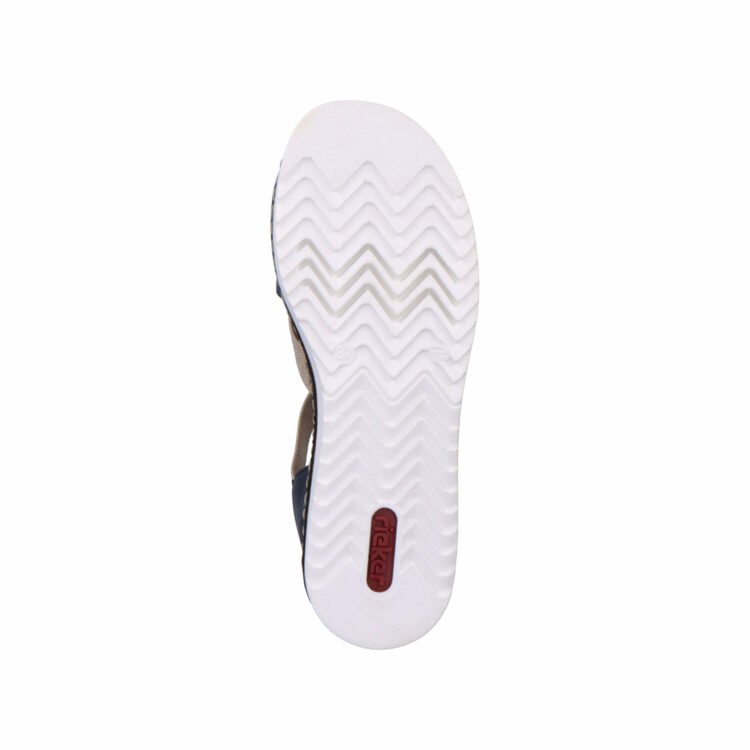 Sandales bleues pour femme de la marque Rieker. Référence : 679L4-16. Disponible chez Chauss'Family magasin de chaussures à Issoire.