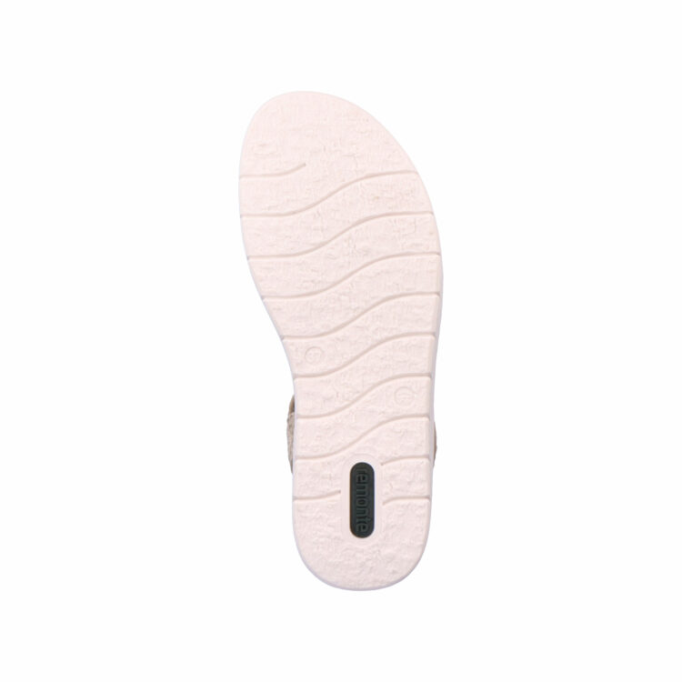 Sandales beiges pour femme de la marque Remonte. Référence : D2049-62 Beige Metallic. Disponible chez Chauss'Family magasin de chaussures à Issoire.