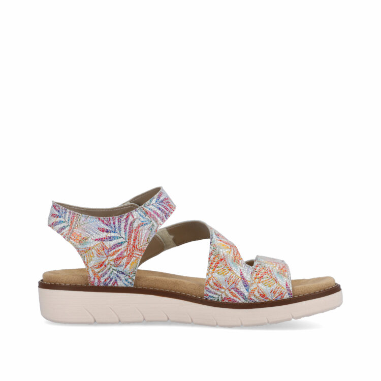 Sandales multicolores pour femme de la marque Remonte. Référence : D2050-92 Weiss Multi. Disponible chez Chauss'Family magasin de chaussures à Issoire.