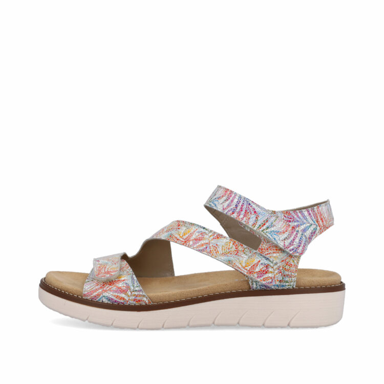 Sandales multicolores pour femme de la marque Remonte. Référence : D2050-92 Weiss Multi. Disponible chez Chauss'Family magasin de chaussures à Issoire.