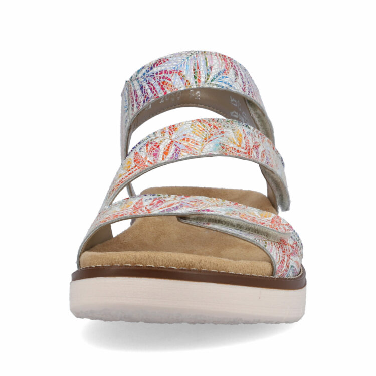 Sandales multicolores pour femme de la marque Remonte. Référence : D2050-92 Weiss Multi. Disponible chez Chauss'Family magasin de chaussures à Issoire.
