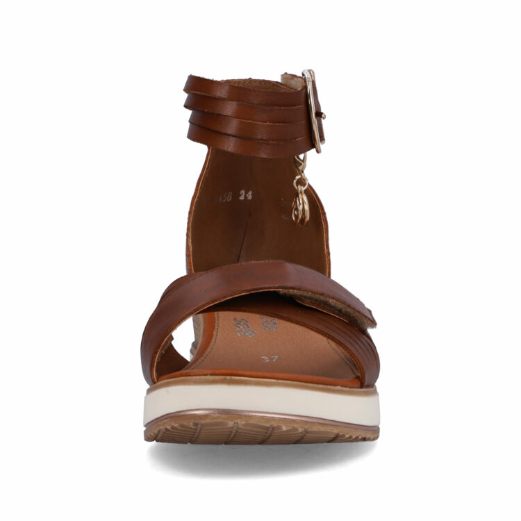 Sandales marron compensées pour femme de la marque Remonte. Référence : D6458-24 Muskat. Disponible chez Chauss'Family magasin de chaussures à Issoire.