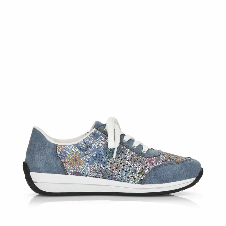 Baskets bleues pour femme marque Rieker. Référence N1113-12 Adria. Disponible chez Chauss'Family magasin de chaussures à Issoire.