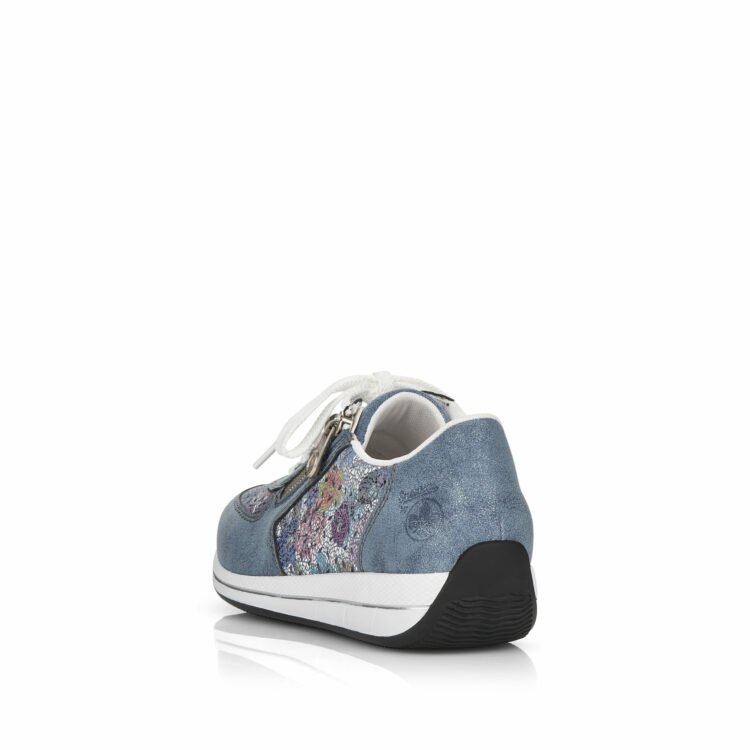 Baskets bleues pour femme marque Rieker. Référence N1113-12 Adria. Disponible chez Chauss'Family magasin de chaussures à Issoire.