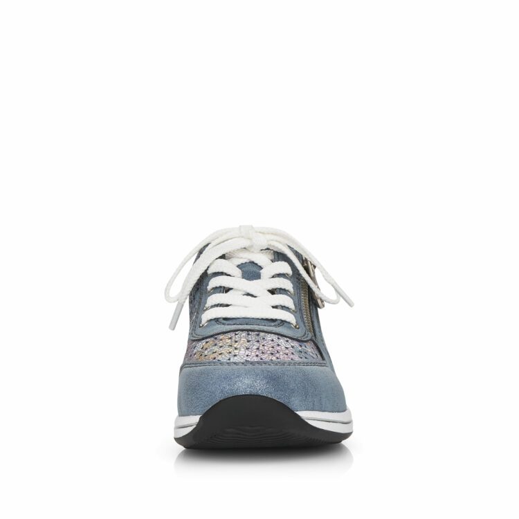 Baskets bleues pour femme marque Rieker. Référence N1113-12 Adria. Disponible chez Chauss'Family magasin de chaussures à Issoire.