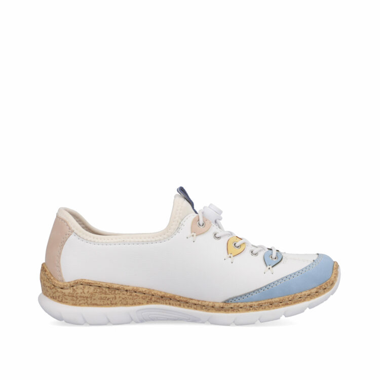 Baskets élastiquées pour femme marque Rieker. Référence N4276-80 Weiss. Disponible chez Chauss'Family magasin de chaussures à Issoire.