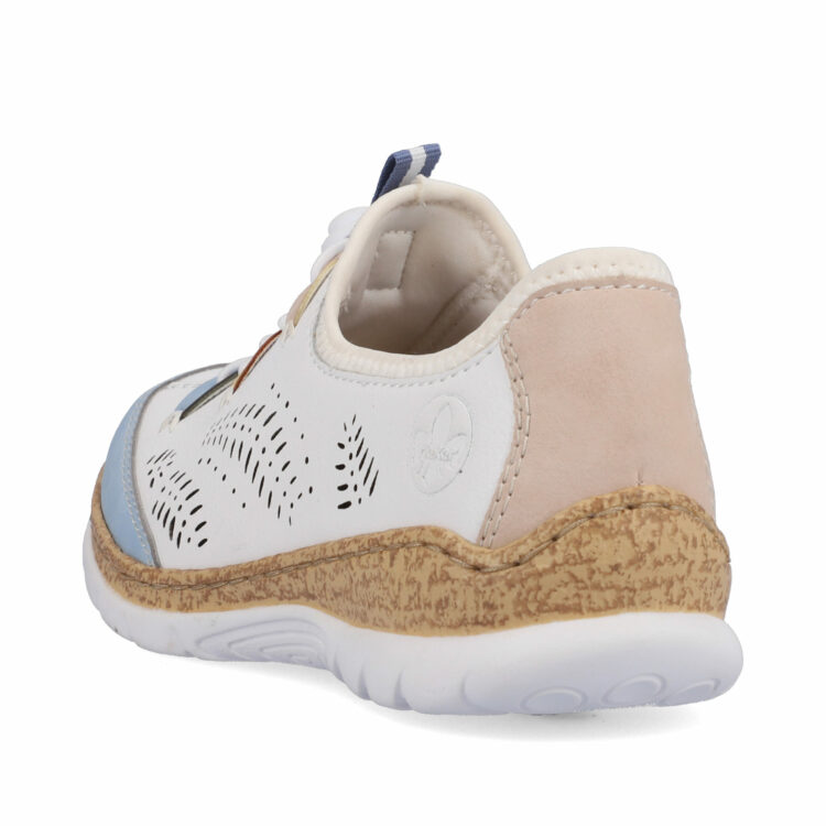 Baskets élastiquées pour femme marque Rieker. Référence N4276-80 Weiss. Disponible chez Chauss'Family magasin de chaussures à Issoire.