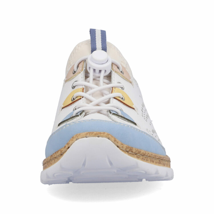 Baskets élastiquées pour femme marque Rieker. Référence N4276-80 Weiss. Disponible chez Chauss'Family magasin de chaussures à Issoire.