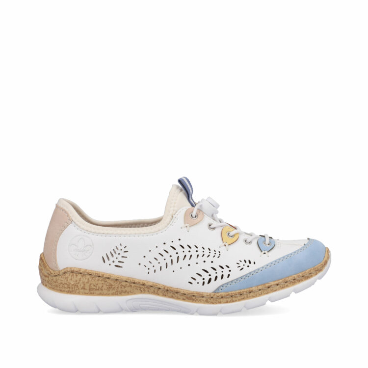 Baskets élastiquées pour femme marque Rieker. Référence N4276-80 Weiss. Disponible chez Chauss'Family magasin de chaussures à Issoire.