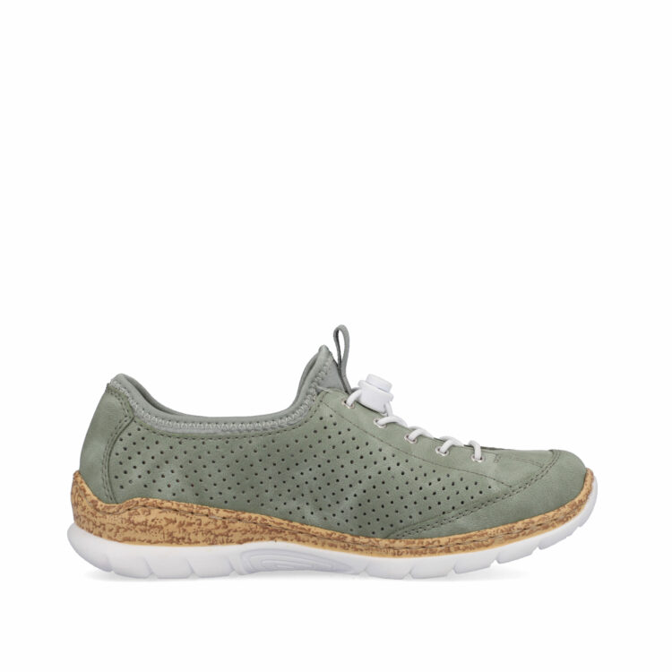 Baskets élastiquées pour femme marque Rieker. Référence N42V1-52 Mint. Disponible chez Chauss'Family magasin de chaussures à Issoire.