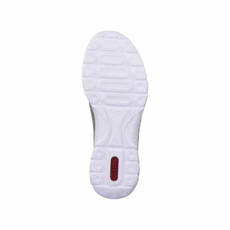 Baskets élastiquées pour femme marque Rieker. Référence N42V1-52 Mint. Disponible chez Chauss'Family magasin de chaussures à Issoire.