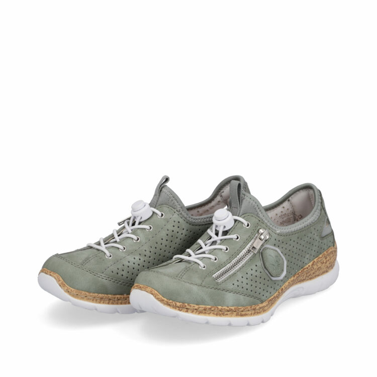 Baskets élastiquées pour femme marque Rieker. Référence N42V1-52 Mint. Disponible chez Chauss'Family magasin de chaussures à Issoire.