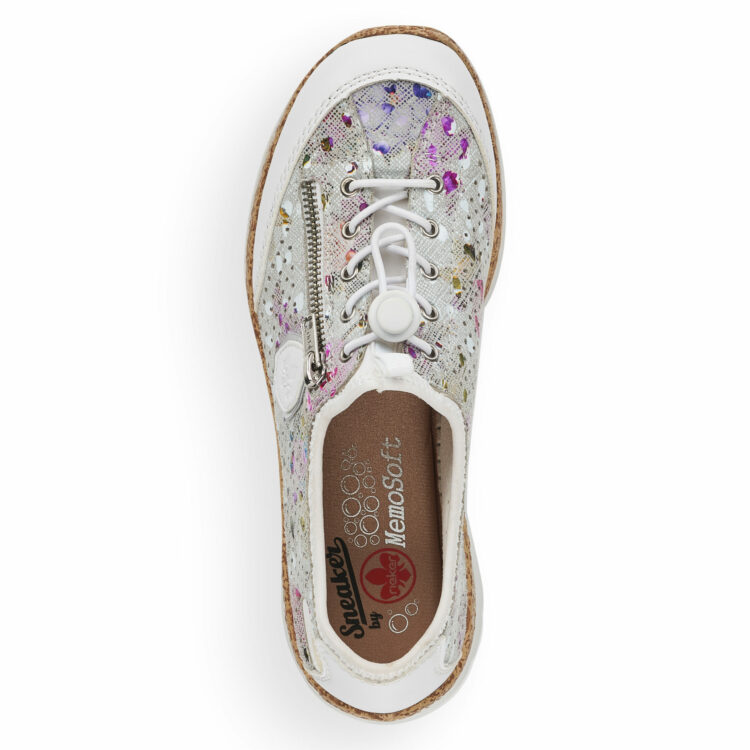 Mocassins blancs de la marque Rieker 41356-80 Weiss. Référence Disponible chez Chauss'Family magasin de chaussures à Issoire.