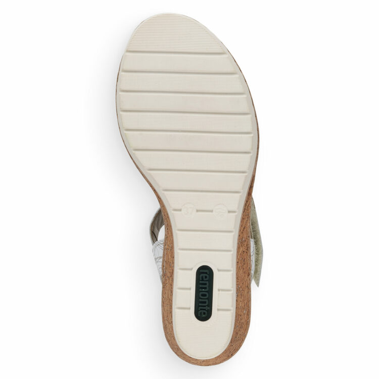 Sandales blanches compensées pour femme de la marque Remonte. Référence : R6252-80 Weiss. Disponible chez Chauss'Family magasin de chaussures à Issoire.