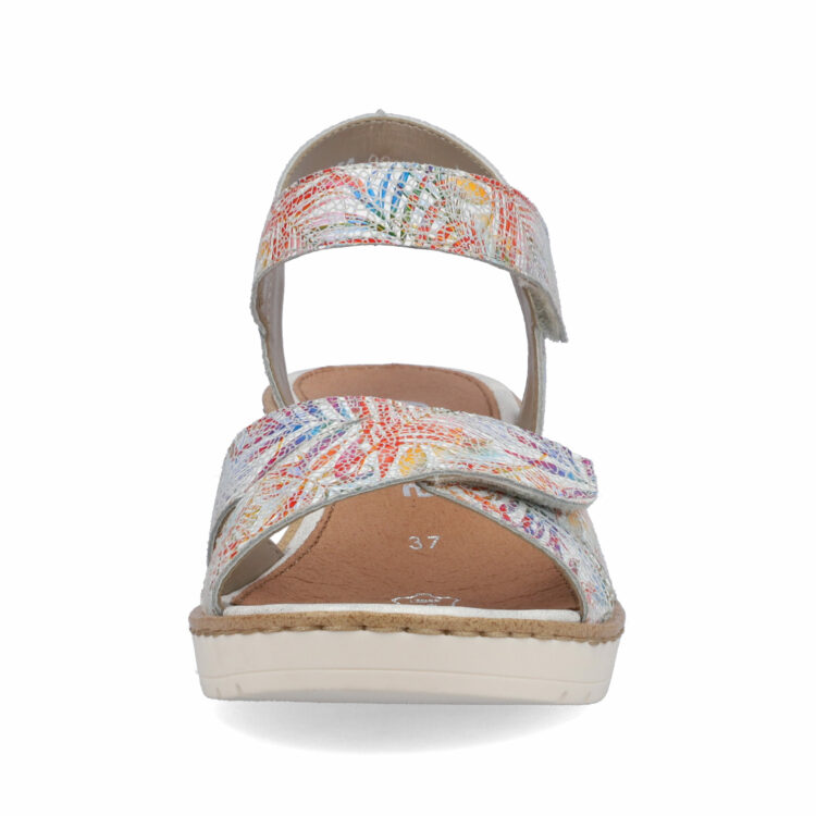 Sandales multicolores compensées pour femme de la marque Remonte. Référence : R6252-90 Multi. Disponible chez Chauss'Family magasin de chaussures à Issoire.