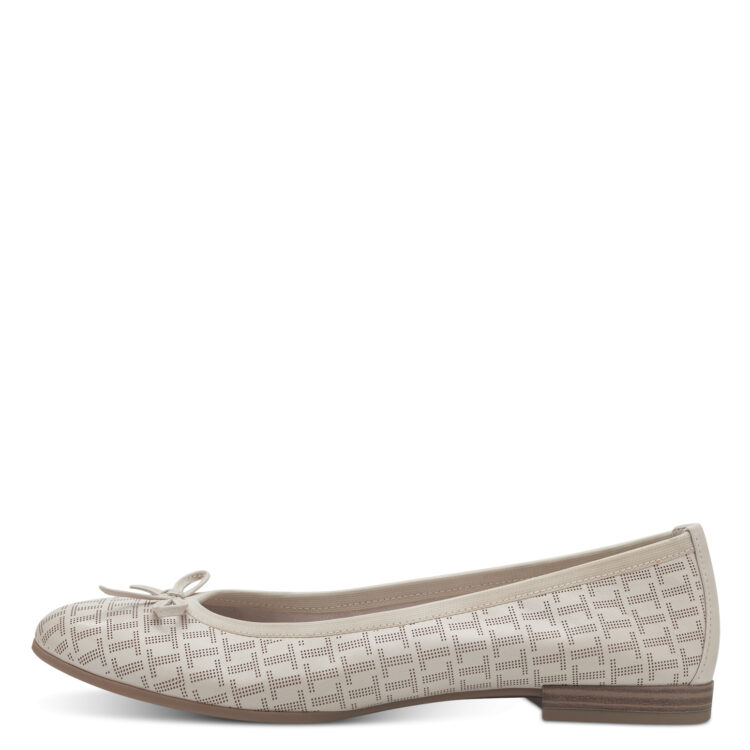 Ballerines ivoire de la marque Tamaris. Référence 22116-20 454 Ivory Struct. Disponible chez Chauss'Family magasin de chaussures à Issoire.