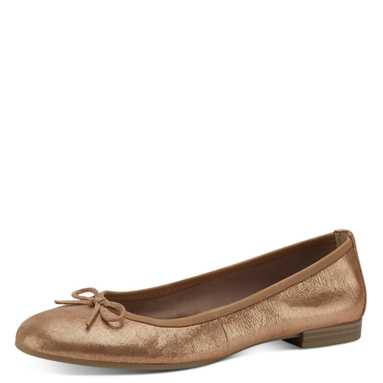 Ballerines métallisées de la marque Tamaris. Référence 22116-20 901 Copper. Disponible chez Chauss'Family magasin de chaussures à Issoire.