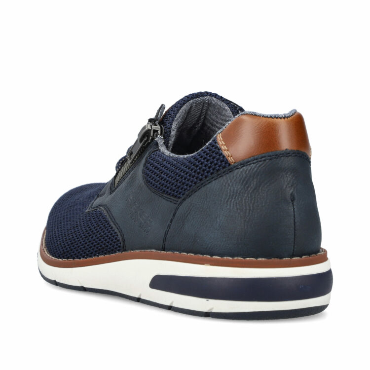 Baskets bleues pour homme marque Rieker. Référence 08869-14 Pazifik. Disponible chez Chauss'Family magasin de chaussures à Issoire.