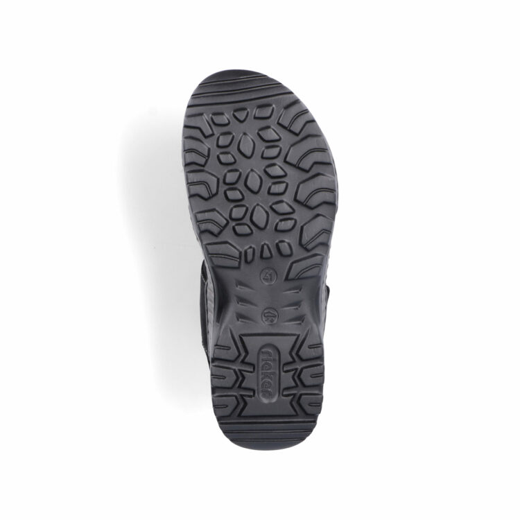 Sandales noires pour homme de la marque Rieker. Référence 21760-00 Schwarz. Disponible chez Chauss'Family magasin de chaussures à Issoire.