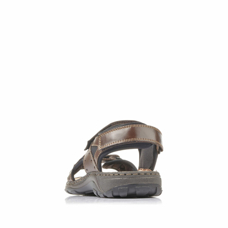Sandales marron pour homme de la marque Rieker. Référence 26061-25 Nougat. Disponible chez Chauss'Family magasin de chaussures à Issoire.