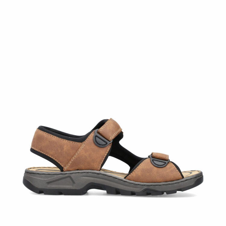 Sandales marron pour homme de la marque Rieker. Référence 26156-25 Mandel. Disponible chez Chauss'Family magasin de chaussures à Issoire.