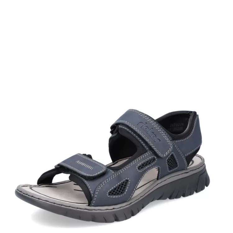 Sandales réglables bleues pour homme de la marque Rieker. Référence 26761-14 Bleu. Disponible chez Chauss'Family magasin de chaussures à Issoire.