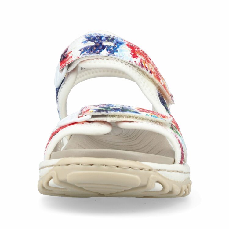 Sandales multicolores pour femme de la marque Rieker. Référence : 68666-90 Ice-Multi. Disponible chez Chauss'Family magasin de chaussures à Issoire.
