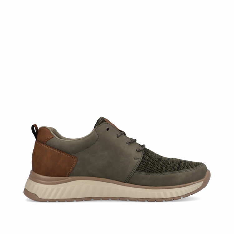 Chaussures kaki pour homme marque Rieker. Référence B0602-54 Olive. Disponible chez Chauss'Family magasin de chaussures à Issoire.