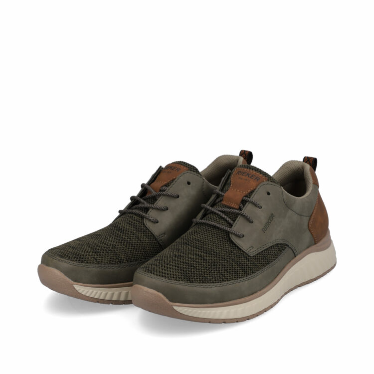 Chaussures kaki pour homme marque Rieker. Référence B0602-54 Olive. Disponible chez Chauss'Family magasin de chaussures à Issoire.