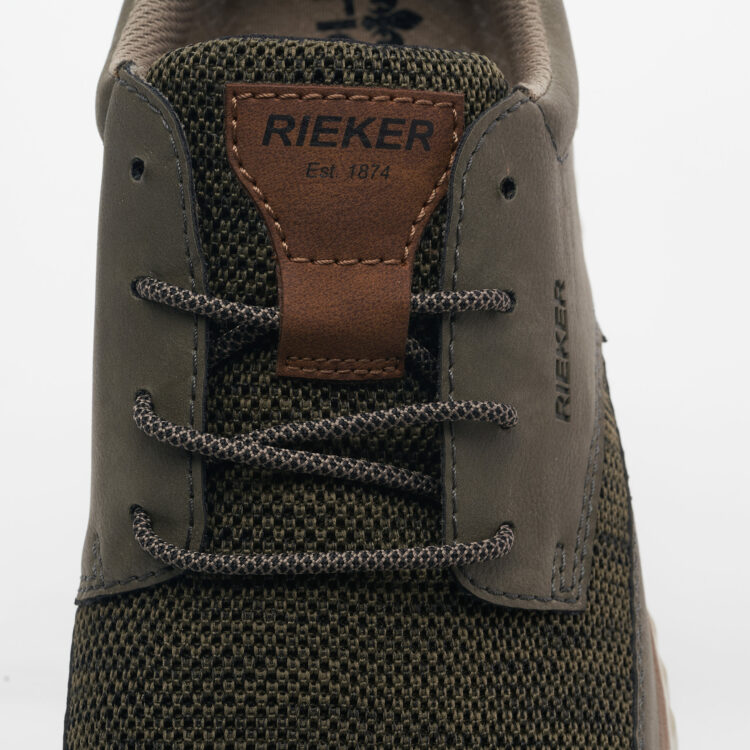 Chaussures kaki pour homme marque Rieker. Référence B0602-54 Olive. Disponible chez Chauss'Family magasin de chaussures à Issoire.